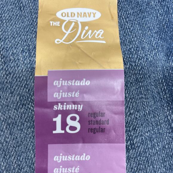 NWT Old Navy Blue Skinny Leg Mid‎ Rise Stretch The Diva Jeans Womens 18 Regular - Picture 2 of 5